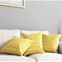 Urban Space Cotton Cushion Covers, Set of 3, made of Cotton 16 inch x 16 inch, Yellow Star(location specific)