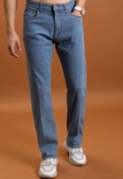 HIGHLANDER Men Straight Fit Mid-Rise Clean Look Light Fade Stretchable Jeans