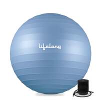Lifelong LLFAGB55B Gym Ball for Exercise Anti Burst Exercise Ball with Foot Pump for Workout Yoga Ball for Women and Men Swiss Ball for Balance Stability Training, Birthing Ball for Pregnancy, Blue