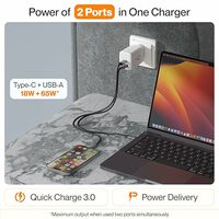 Ambrane 67W Dual Port GaN Charger,Fast Charger Adapter for Laptop & Mobiles