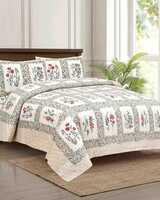 JAIPUR FABRIC - 150 GSM Floral Print Double Bedsheet with Pillow