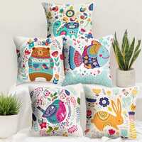 Story@Home Cushion Cover Boho Set of 5 Cartoon Digital Printed Decorative Pillow Cushion Covers - (16 Inch X 16 Inch)