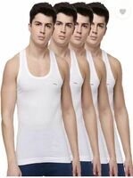 Dollar  Pack of 4 Dollar Lehar Combed Cotton Men's White Vest Men Vest