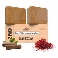 Ghar Soaps Sandalwood & Saffron Magic Soaps For Bath (100 Gms Pack Of 2) | Paraben Free | Chandan & Kesar Bath Soap | Handmade Soaps For Glowing | Skin Brightening Soap For Men & Women