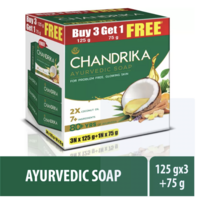 Chandrika by Wipro Ayurvedic Bathing Bar Soap (3 x 125 g) (75g Chandrika Ayurvedic Soap Free)