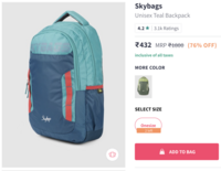 Skybags Unisex Casual Backpack @ Rs.432 Only 