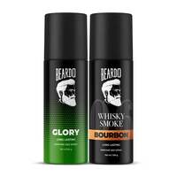 fresh _ Beardo Glory & Whisky Smoke Bourbon Perfume Body Spray (Set of 2) Get compliments with Long lasting Fougere, Aromatic Deodorant | Gift For Brother | Gift For Friends