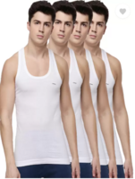 Pack of 4 Dollar Lehar Combed Cotton Men's White Vest Men Vest