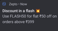 Zepto: Use Code and Get Rs 50 Off on Order Above Rs 399