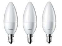 Philips 2.7-Watt 250-lumen Frosted Candle E14 Base (Cool White, Pack of 3) - Decorative, Ambience for Chandeliers, Wall lights, Desk lamps, Floor lamps