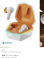 boAt Immortal 121 Bluetooth Gaming Airdopes.(MRP error compared to other websites)  