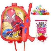 Limited-time loot deal: GRAPHENE Spiderman Holi Pichkari Water Gun for Kids with 1Pkt Gulal & 100 Balloon 3.1 L Back Holding Water Tank Pichkari High Pressure Water Spray Pistol Gun