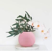 ARTISANS ALLEY Spherical Shape Ceramic Vase for Home Decor (Pack of 1, Baby Pink)