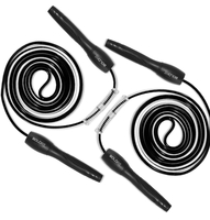  Boldfit Plastic Skipping Rope For Men And Women Jumping Rope With Adjustable Height Speed Skipping Rope For Kids, Women, Girls Rassi Jumping Men For Exercise, Gym, Sports Fitness - Black - Pack Of 2 