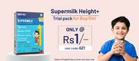 Gritzo Supermilk Height+ for Boy/Girl Trial Pack, 33.33 g, Double Chocolate @Rs.1 + ₹29 Shipping Fees 