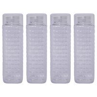Steelo Garnet Pet Water Bottle 1000 ml, Set of 4, Clear