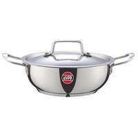 IVEO Stylo Stainless Steel with Lid Induction Base Triply Bottom Kadhai 20 cm & 1.8 ltrs Capacity