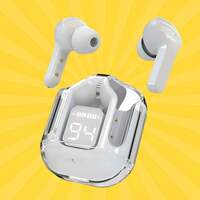 UltraPods Max TWS Earbuds Pro Bluetooth | Transparent Design | Fast Charging | 13mm HD Bass Drivers | Built-in Mic | Running, Outdoors, Music Sound (White)