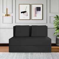 FURNY Trendy 1 Seater Fabric Sofa Set Cum Sofa Bed 3 X 6 Feet, Folding Sofa Bed, Sofa Cum Beds for Living Room with 1 Cushions - Flipper (Black)