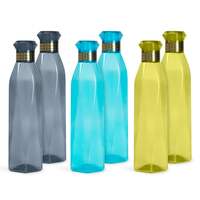 HomeWiz Kitchen Unbreakable Plastic Water Bottle, 1 Litre Each, Set of 6, Assorted