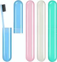 E-COSMOS Toothbrush Container, Cap, Cover, Case, Holder Set Plastic Anti Bacterial for Travel Bathroom (Pack of 4-Multi-Colour)