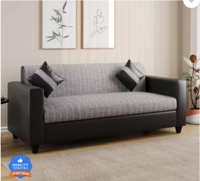 Perfect Homes Crete Leatherette and Fabric 3 Seater Sofa 