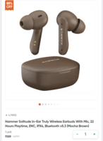 Hammer Solitude In-Ear Truly Wireless Earbuds With Mic, 22 Hours Playtime, ENC, IPX4, Bluetooth v5.3 