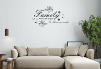 Amazon Brand - Solimo 'Family Where Life Begins' Wall Sticker | PVC Vinyl | Easy Application | Heartfelt Home Décor (50 cm x 90 cm, Black)