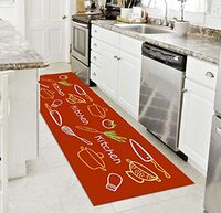 Status Home Kitchen Runner Floor Mats with Anti Skid Latex Backing Runner (Red-01)