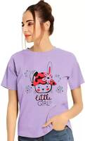 Shopsy : Printed Women Purple T-Shirt