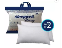 Sleepwell Microfibre Solid Sleeping Pillow Pack of 2  (White)
