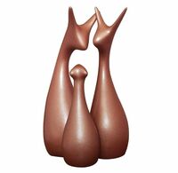 LADROX Muted Metallic Matte Home Decor Lucky Deer Family Ceramic Figurine | Launched for The First time in India - (Set of 3, Bronze)