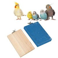 Sage Square Wooden Stand Sand Platform Made of Natural Wood, Combo of Two (3 * 4 & Sand 3 * 4 inch) Rectangle Shaped Perch Stand, Cage Accessories, Playful Toy, Suitable for Birds, Parrots, Budgies 
