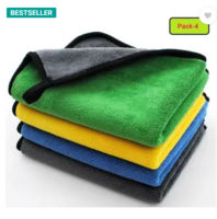 Sheen Microfiber Vehicle Washing Cloth (Pack Of 4, 800 GSM)