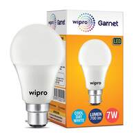 wipro Garnet 7W LED Bulb for Home & Office |Cool Day White (6500K) | B22 Base|220 degree Light coverage |4Kv Surge Protection |400V High Voltage Protection |Energy Efficient | Pack of 1