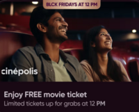Swiggy BLCK Users: Get free Cinepolis Movie ticket