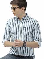 The Indian Garage Co Men Slim Fit Multi Striped Full Sleeves Cutaway Collar Casual Shirt