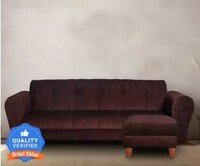 Seventh Heaven Milan 4 Seater Sofa with Ottoman, Chenille Molfino Fabric: 2 year Warranty Fabric 4 Seater Sofa  (Finish Color - Brown, DIY(Do-It-Yourself))
