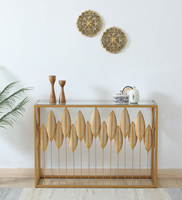 Santos Metal Console Table With Glass Top