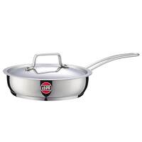 IVEO Stylo Stainless Steel with Lid Induction Base Triply Bottom Frying Pan 16 cm & 1.5 ltrs Capacity | Sturdy Handle & Heavy Bottom Induction Friendly & Gas Stove Compactible | Dishwasher Safe