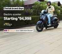 Amazon Chetak Brand Days - Electric Scooters Starting Rs 94998 + upto 10% off with BOB, Canara & more bank cards