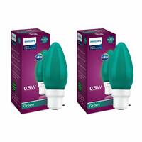 Philips LED Deco Green 0.5W Glass Candle (Pack of 2) @60