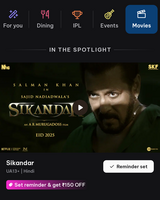 Rs 150 Discount on min 2 Sikandar movie tickets on District App (offer only for today, 30 March)