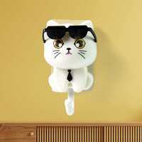 Cat Hook for Wall, Cute Cat Key Hook with Sunglasses
