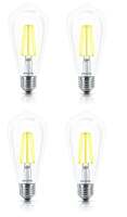 Philips 4-watt E27 ST64 LED Glass Filament Bulb | Decorative LED Bulb for Home Decoration | Warm White/Golden Yellow, Pack of 4