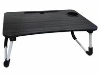 OANGO WOODEN LAPTOP TABLE Wood Portable Laptop Table  (Finish Color - BLACK, Pre Assembled)