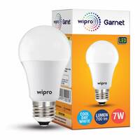 wipro Garnet 7W LED Bulb for Home & Office |Cool Day White (6500K) | E27 Base|220 degree Light coverage |4Kv Surge Protection |400V High Voltage Protection |Energy Efficient | Pack of 1