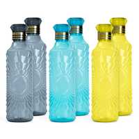 HomeWiz Kitchen Unbreakable Plastic Water Bottle I Leak Proof I BPA Free Food Grade Fridge Water Bottle I Ideal for Gym, Office, Home, Travel, College, Easy to Clean, 1 Litre Each, Set of 6, Assorted