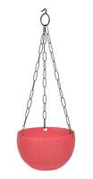 GTB Hanging PLANTERS Round Shape Garden Hanging Flower Port | Crystal Flower Pots | Plastic | Flower Pot | Metal Hanging Chain | Flower Pots for Home Garden Balcony Multicolor| Pack of 1 (Pink)