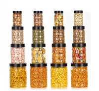 NARIYA Plastic Pet Storage Jar and Container, Set of 16 BPA Free Food Grade Canisters Air Tight Jars for kitchen | Plastic Grocery Container | Plastic Kitchen Container (250Ml,350 Ml, 650 Ml, 1200 Ml)